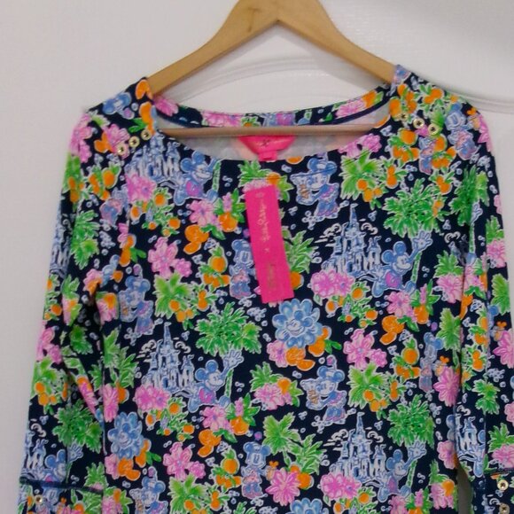 New Lilly Pulitzer x Disney Sophie Stretch Sheath Dress Agean Blue Pink Green M - Picture 4 of 11